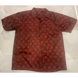 VTG Mens ODO Metallic Festive Pattern Design 55/45 Blend XL Button Down